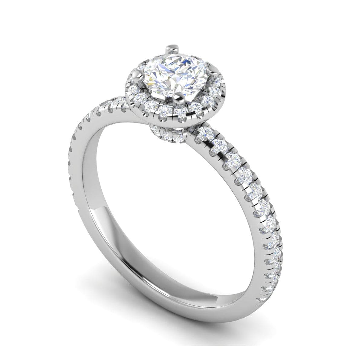 Jewelove™ Rings J VS / Women's Band only 0.50 cts Solitaire Halo Diamond Shank Platinum Ring JL PT RH RD 247