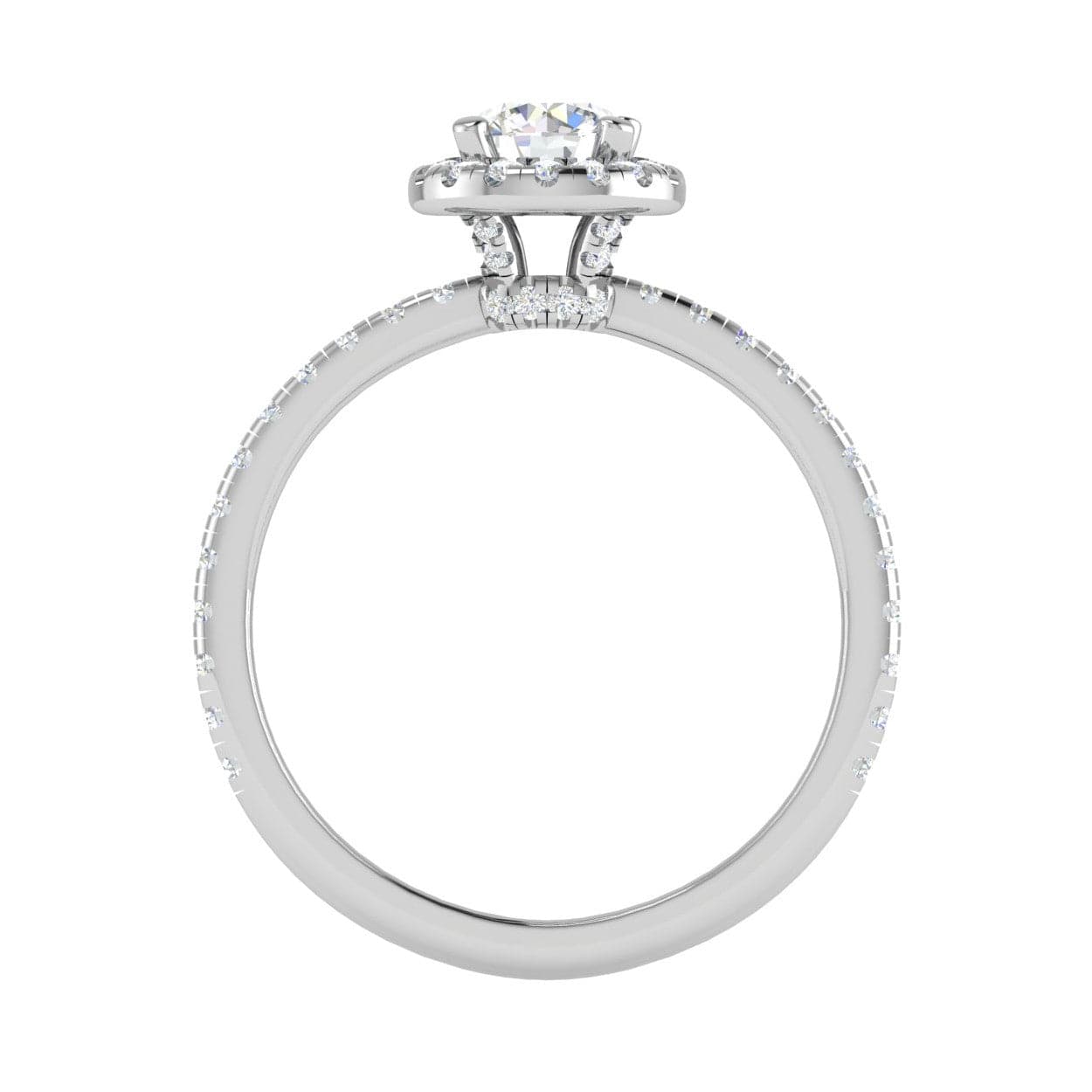 Jewelove™ Rings J VS / Women's Band only 0.50 cts Solitaire Halo Diamond Shank Platinum Ring JL PT RH RD 247