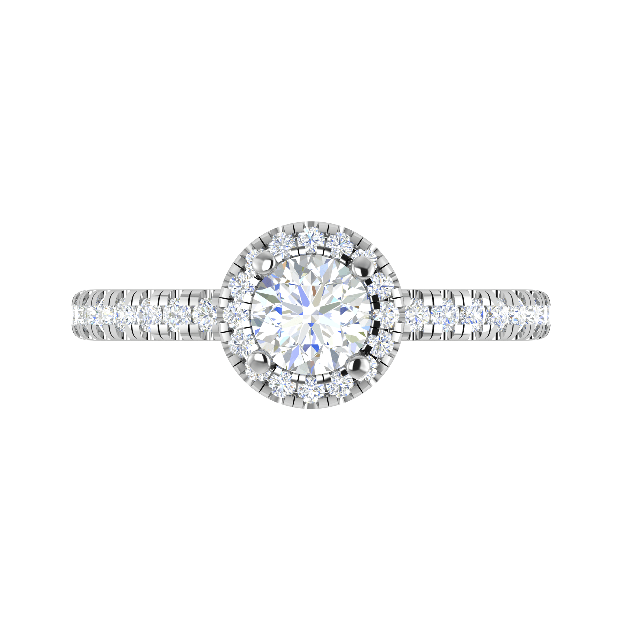 Jewelove™ Rings J VS / Women's Band only 0.50 cts Solitaire Halo Diamond Shank Platinum Ring JL PT RH RD 247