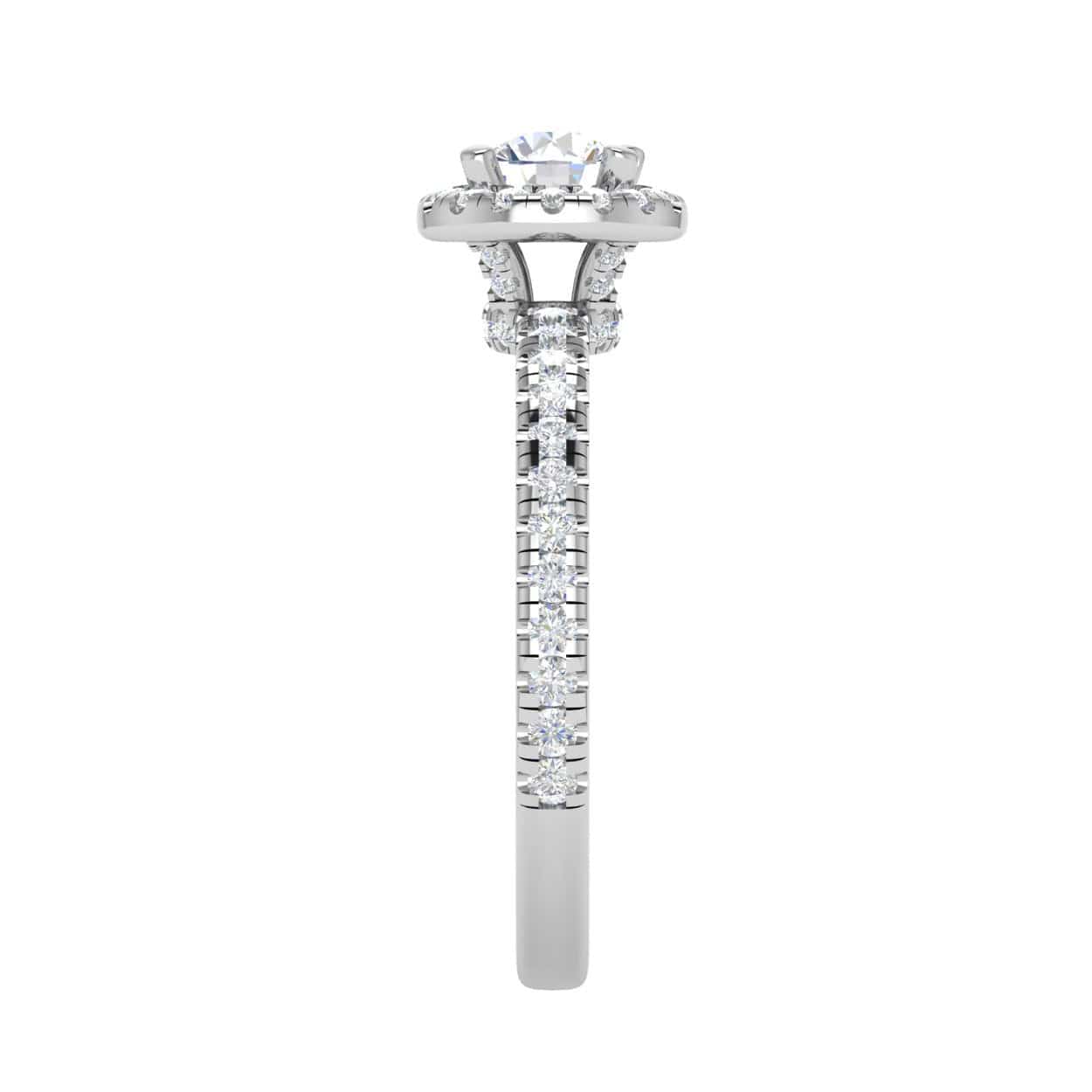 Jewelove™ Rings J VS / Women's Band only 0.50 cts Solitaire Halo Diamond Shank Platinum Ring JL PT RH RD 247