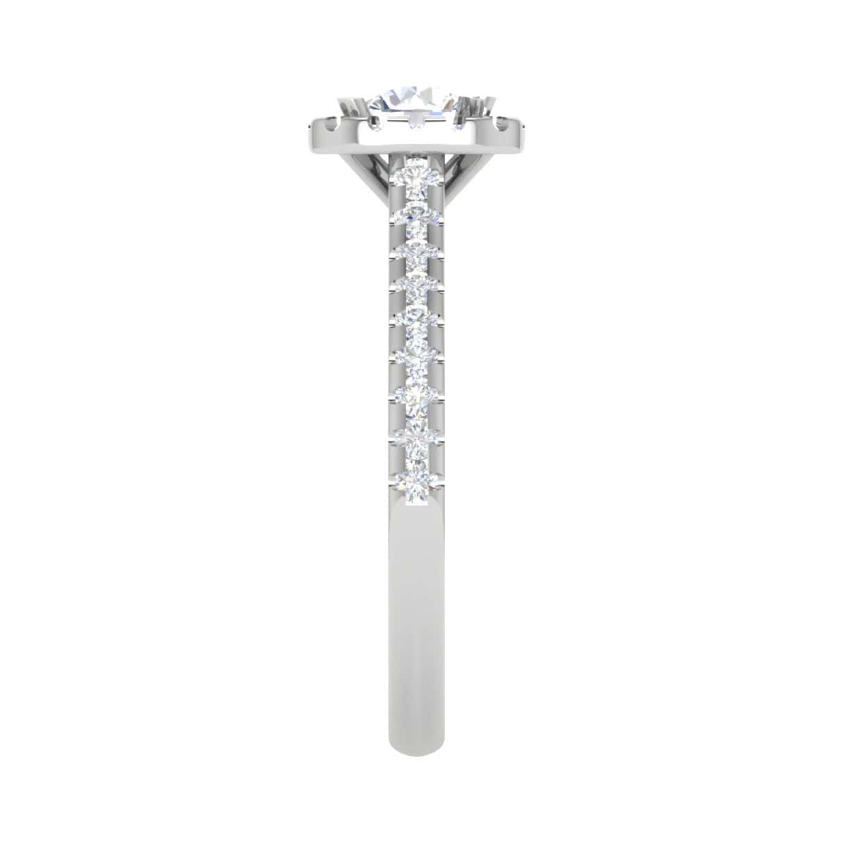 Jewelove™ Rings J VS / Women's Band only 0.50 cts Solitaire Halo Diamond Shank Platinum Ring JL PT RH RD 254