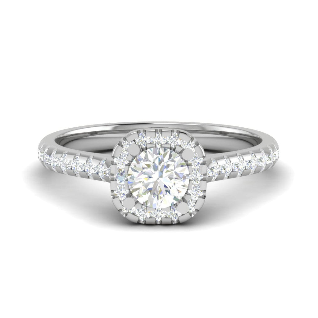 Jewelove™ Rings J VS / Women's Band only 0.50 cts Solitaire Halo Diamond Shank Platinum Ring JL PT RH RD 254