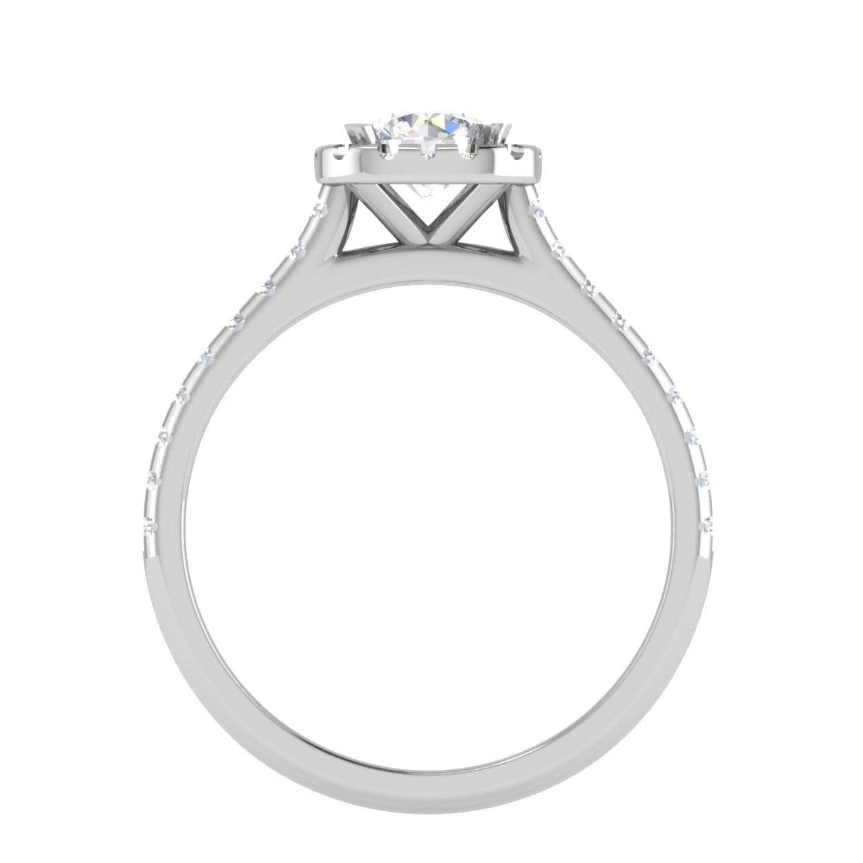 Jewelove™ Rings J VS / Women's Band only 0.50 cts Solitaire Halo Diamond Shank Platinum Ring JL PT RH RD 254