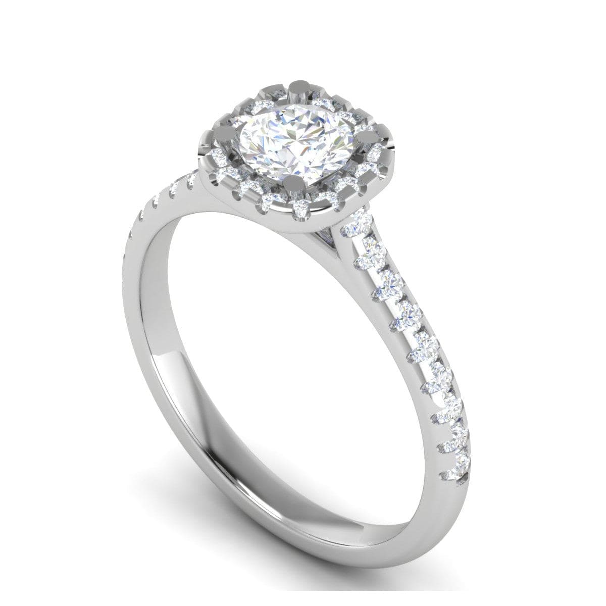 Jewelove™ Rings J VS / Women's Band only 0.50 cts Solitaire Halo Diamond Shank Platinum Ring JL PT RH RD 254