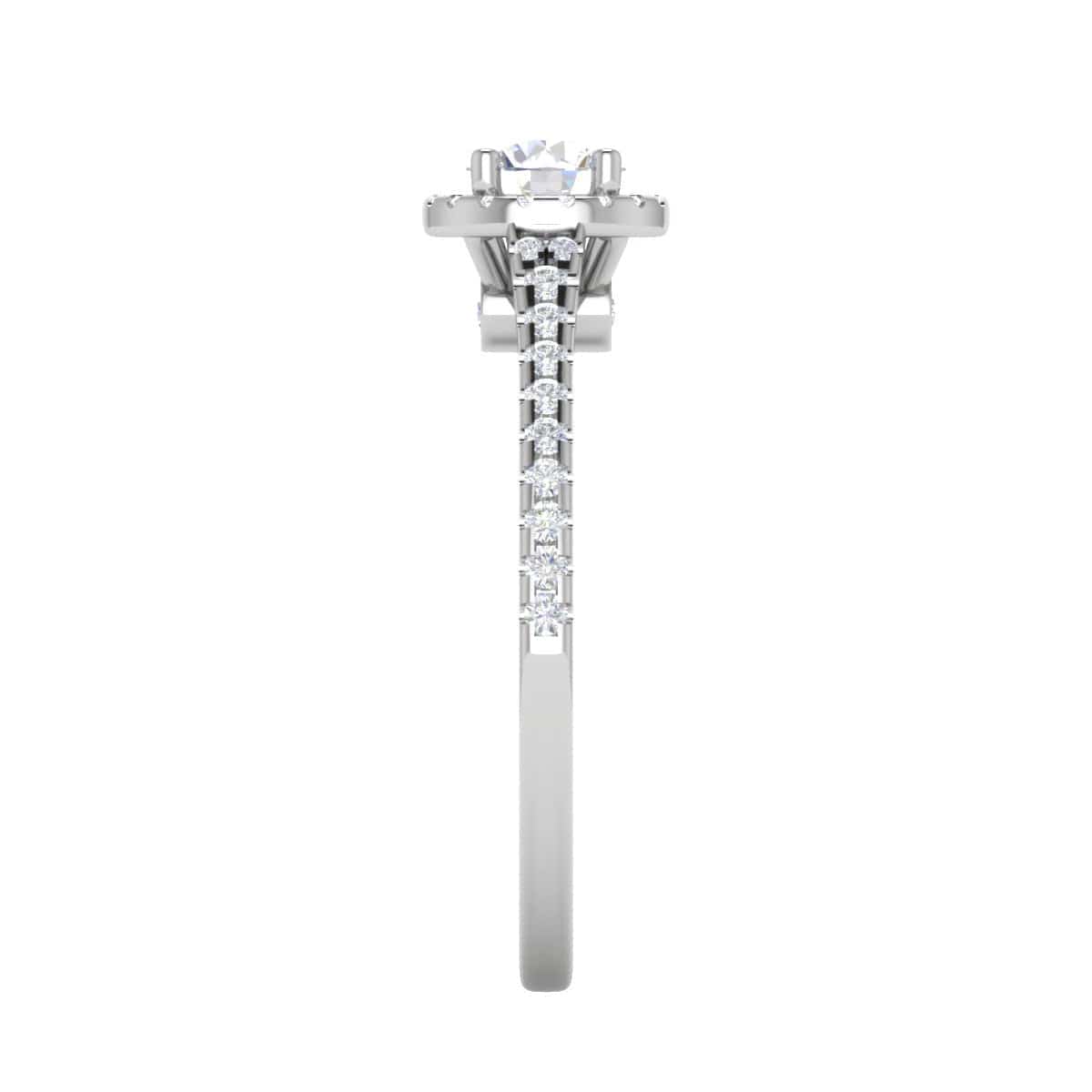 Jewelove™ Rings J VS / Women's Band only 0.50 cts Solitaire Halo Diamond Shank Platinum Ring JL PT RH RD 295