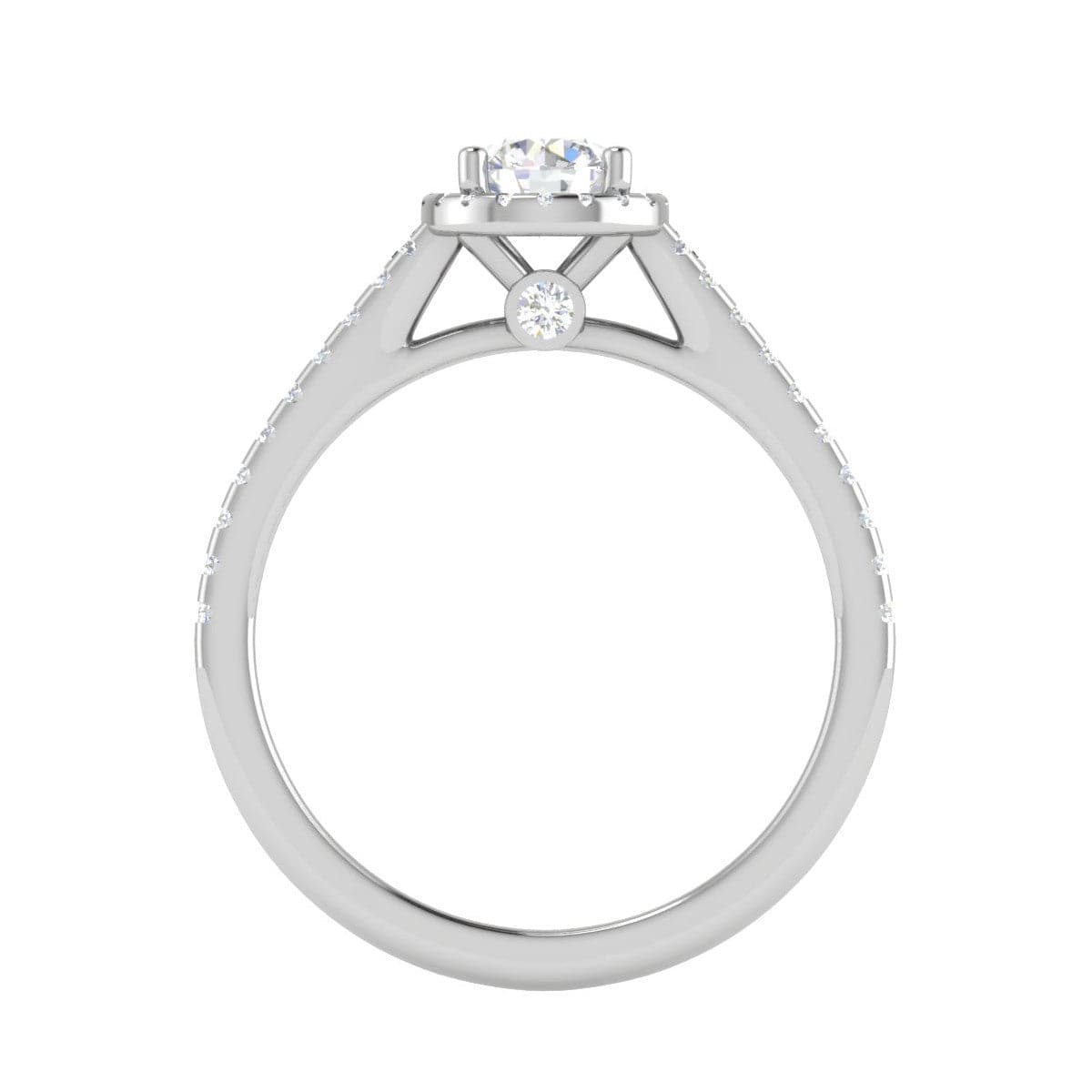 Jewelove™ Rings J VS / Women's Band only 0.50 cts Solitaire Halo Diamond Shank Platinum Ring JL PT RH RD 295