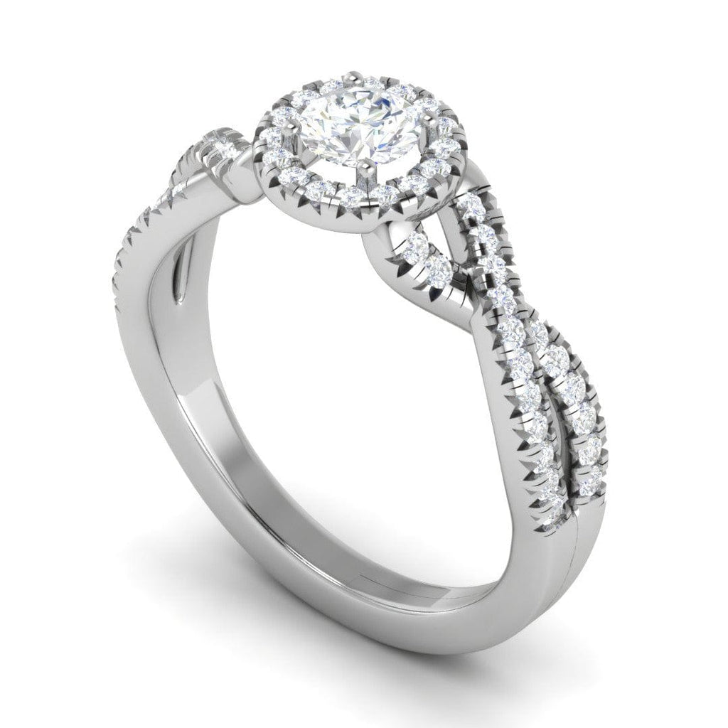 Jewelove™ Rings J VS / Women's Band only 0.50 cts Solitaire Halo Diamond Split Shank Platinum Diamond Ring JL PT RH RD 200