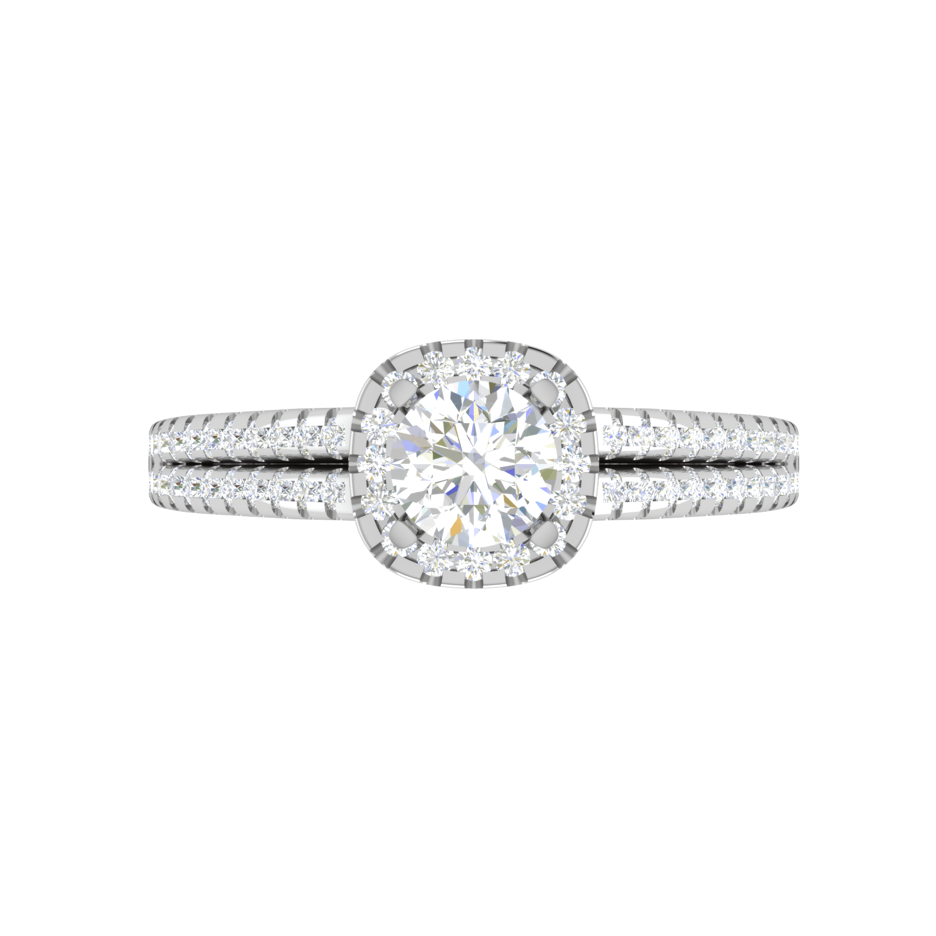 Jewelove™ Rings J VS / Women's Band only 0.50 cts Solitaire Halo Diamond Split Shank Platinum Ring JL PT RH RD 296