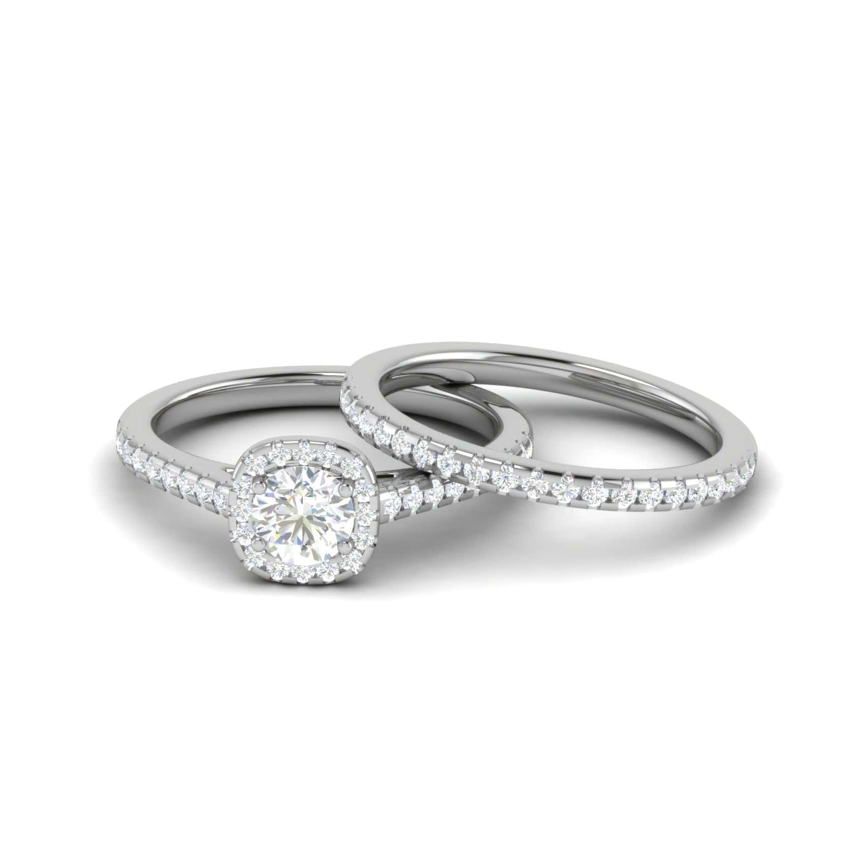 Jewelove™ Rings J VS / Women's Band only 0.50 cts Solitaire Halo Diamond Split Shank Platinum Ring JL PT RH RD 297