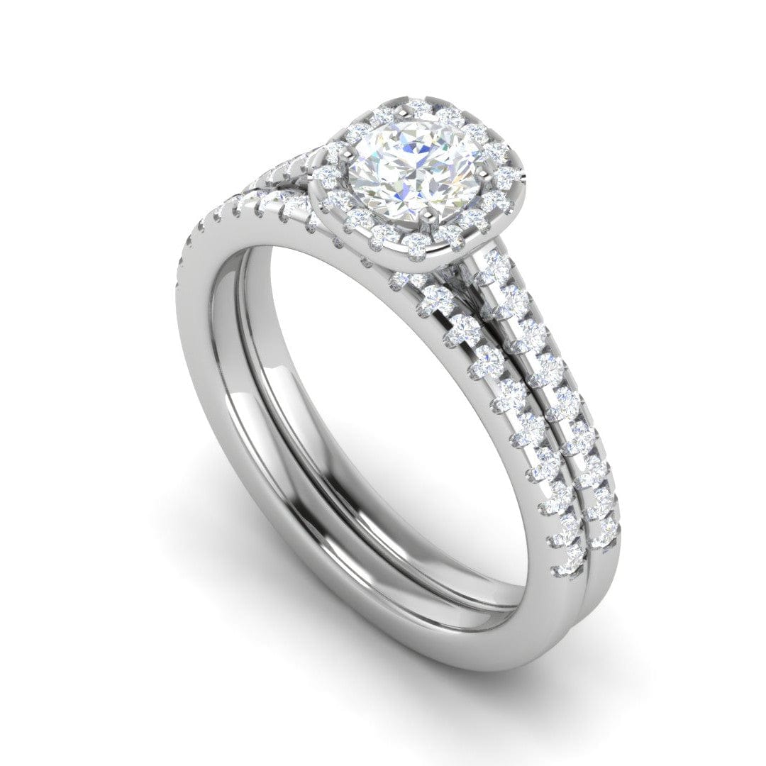 Jewelove™ Rings J VS / Women's Band only 0.50 cts Solitaire Halo Diamond Split Shank Platinum Ring JL PT RH RD 297
