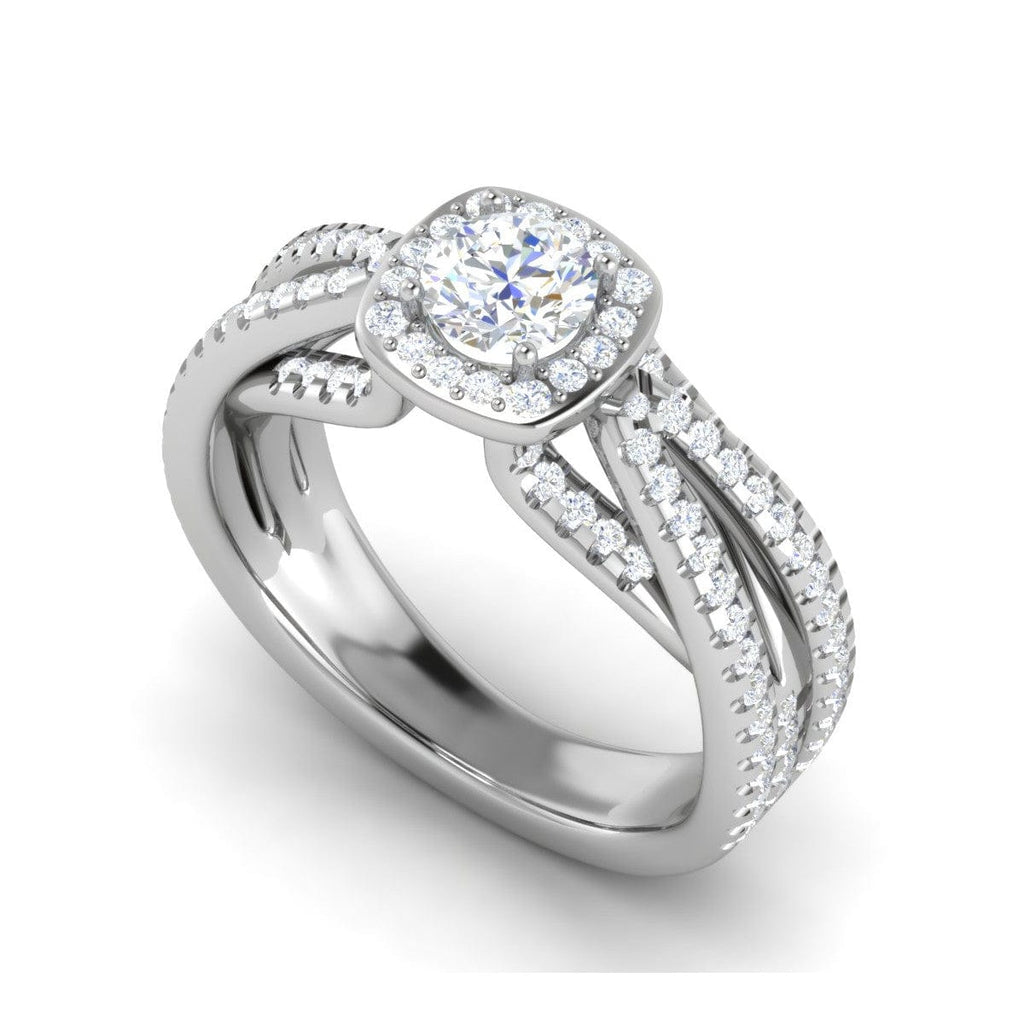 Jewelove™ Rings VS J / Women's Band only 0.50 cts Solitaire Halo Diamond Split Shank Platinum Ring JL PT RP RD 201