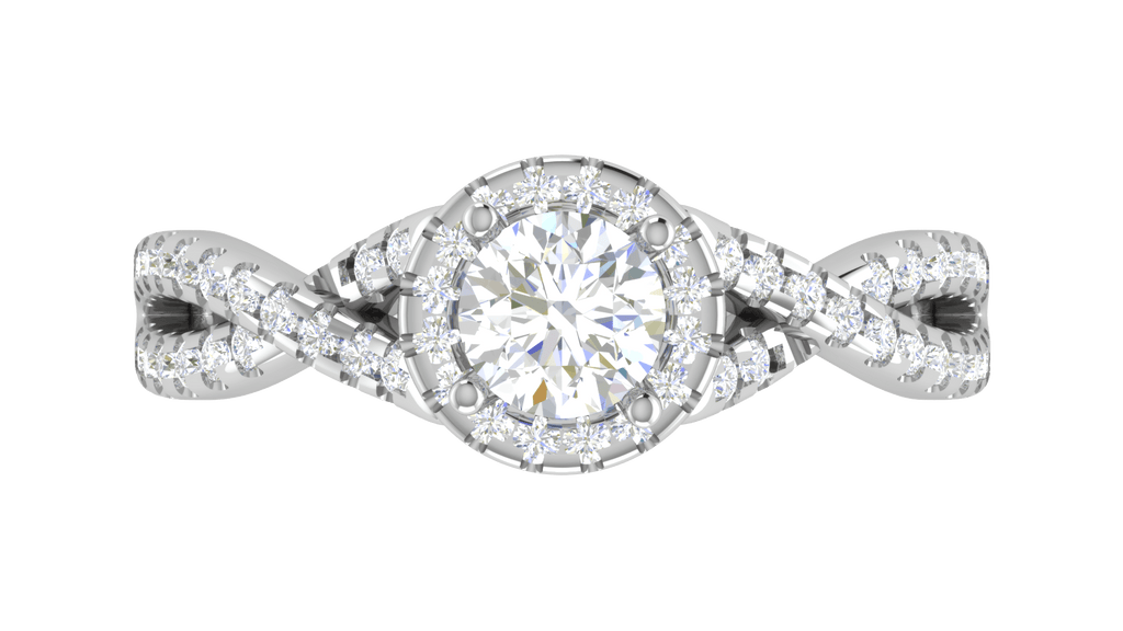 Jewelove™ Rings VS J / Women's Band only 0.50 cts Solitaire Halo Diamond Twisted Platinum Ring JL PT RP RD 203