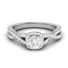 Jewelove™ Rings VS J / Women's Band only 0.50 cts Solitaire Halo Diamond Twisted Shank Platinum Diamonds Ring JL PT RP RD 221