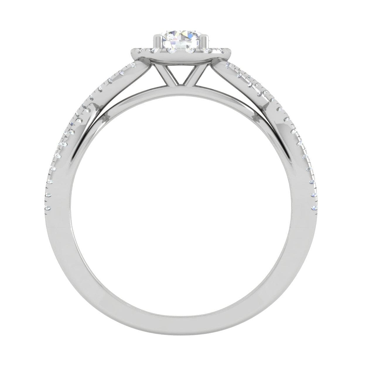 Jewelove™ Rings J VS / Women's Band only 0.50 cts Solitaire Halo Diamond Twisted Shank Platinum Ring JL PT RH RD 223
