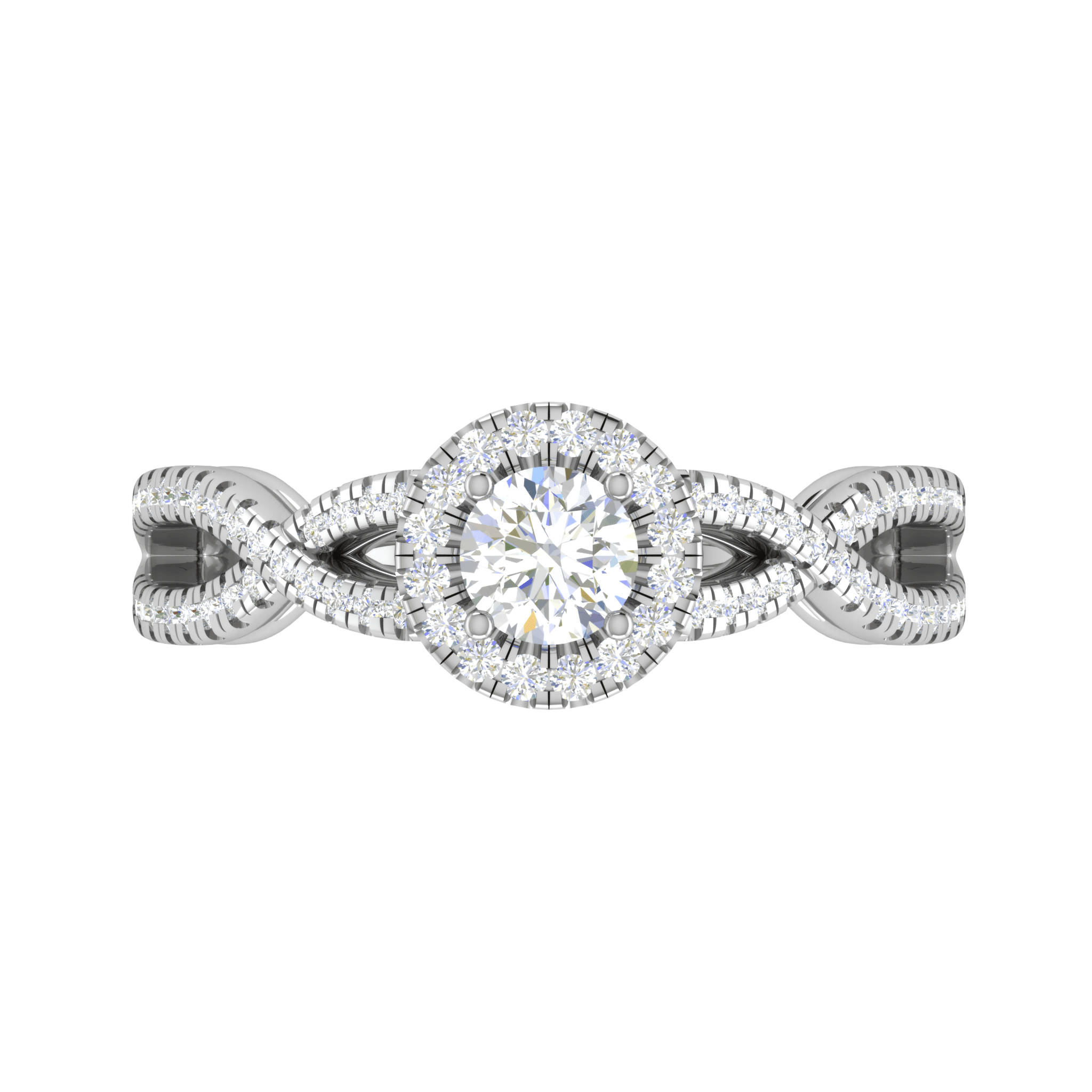 Jewelove™ Rings J VS / Women's Band only 0.50 cts Solitaire Halo Diamond Twisted Shank Platinum Ring JL PT RH RD 223