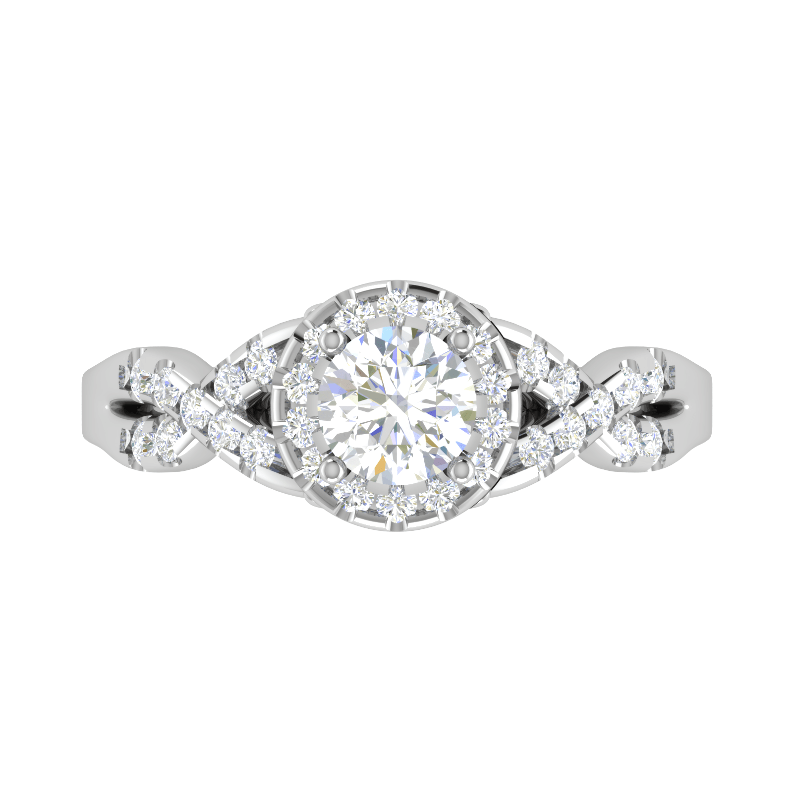 Jewelove™ Rings VS J / Women's Band only 0.50 cts Solitaire Halo Diamond Twisted Shank Platinum Ring JL PT RP RD 217
