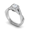 Jewelove™ Rings J VS / Women's Band only 0.50 cts Solitaire Halo Diamond with Twisted Shank Platinum Ring JL PT RH RD 276