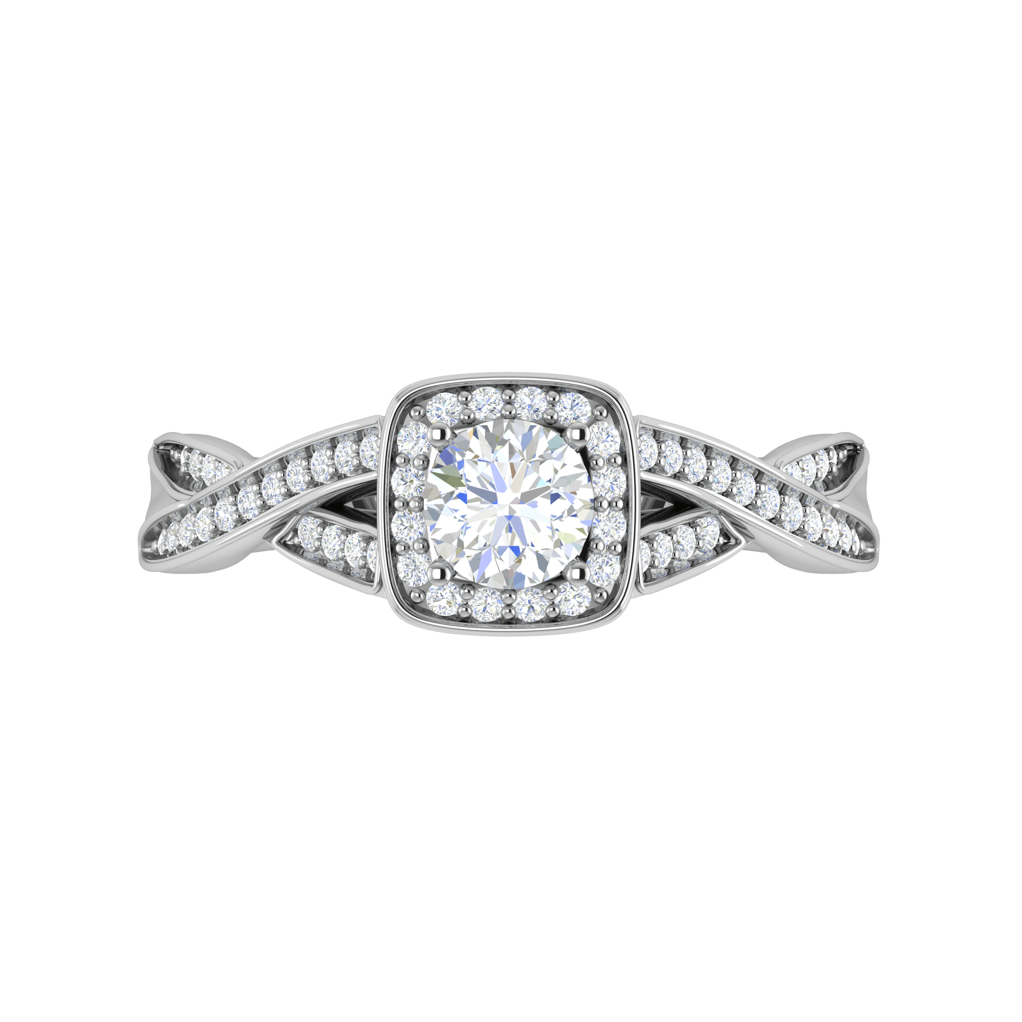 Jewelove™ Rings J VS / Women's Band only 0.50 cts Solitaire Halo Diamond with Twisted Shank Platinum Ring JL PT RH RD 276
