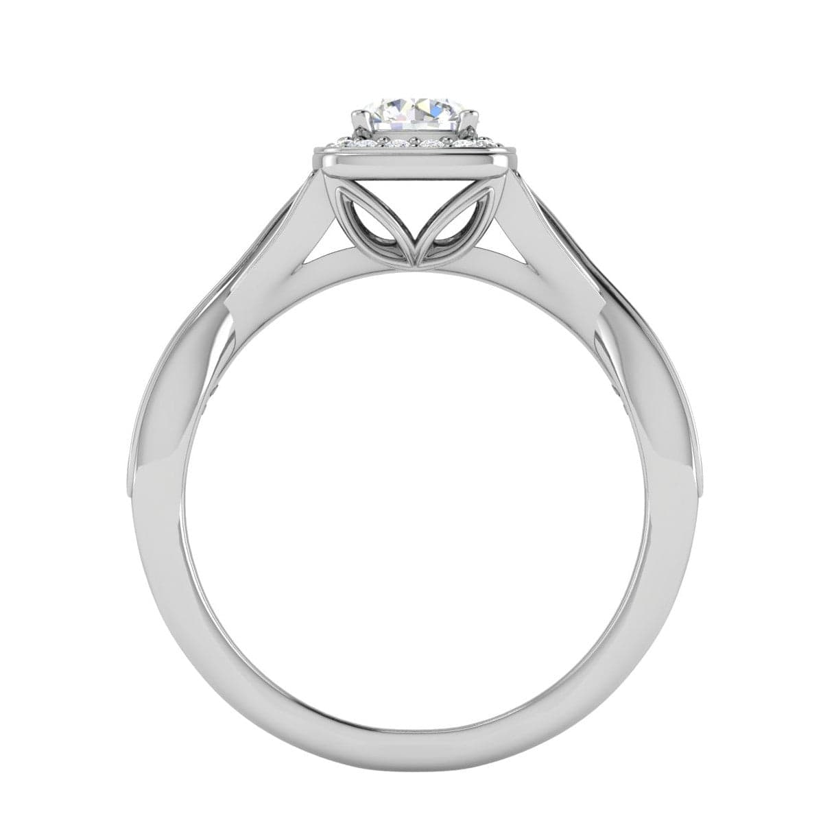Jewelove™ Rings J VS / Women's Band only 0.50 cts Solitaire Halo Diamond with Twisted Shank Platinum Ring JL PT RH RD 276