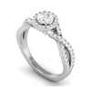 Jewelove™ Rings J VS / Women's Band only 0.50 cts Solitaire Halo Diamond with Twisted Shank Platinum Ring JL PT RH RD 278