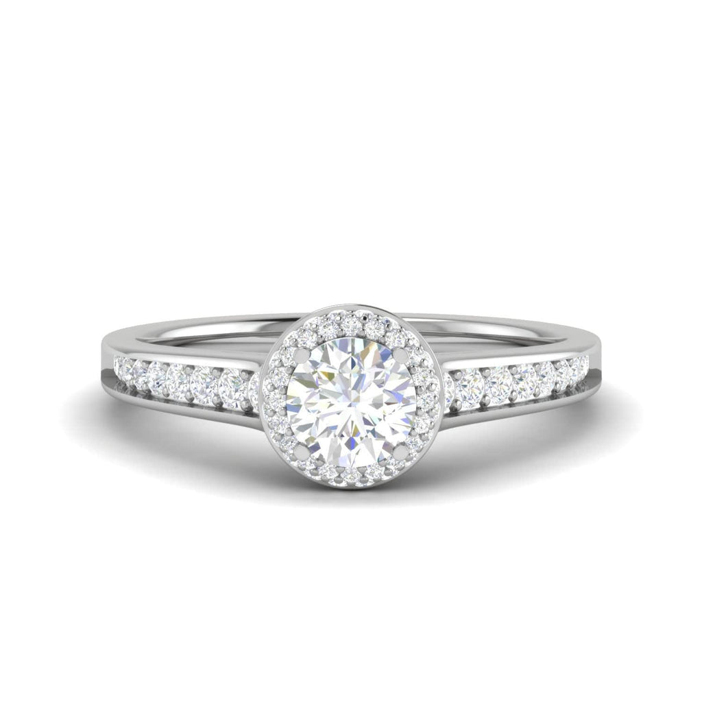Jewelove™ Rings J VS / Women's Band only 0.50 cts Solitaire Platinum Halo Diamond Shank Ring JL PT RH RD 227
