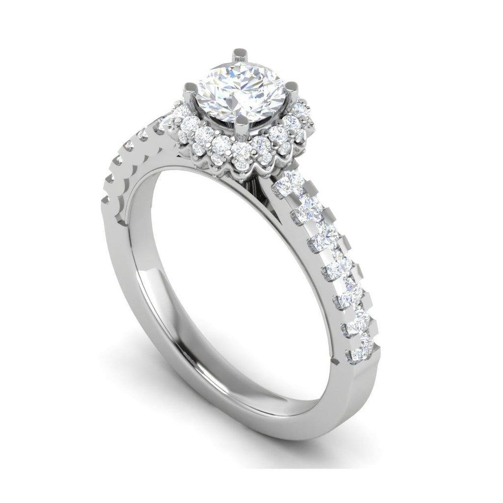 Jewelove™ Rings J VS / Women's Band only 0.50 cts Solitaire Single Halo Diamond Shank Platinum Ring JL PT RH RD 191