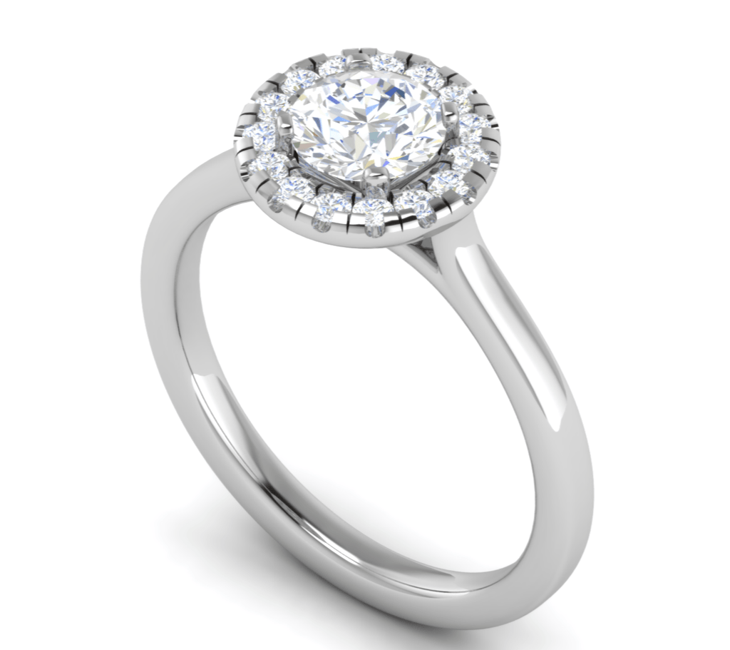 Jewelove™ Rings J VS / Women's Band only 0.50 cts Solitaire Single Halo Platinum Ring JL PT RH RD 111