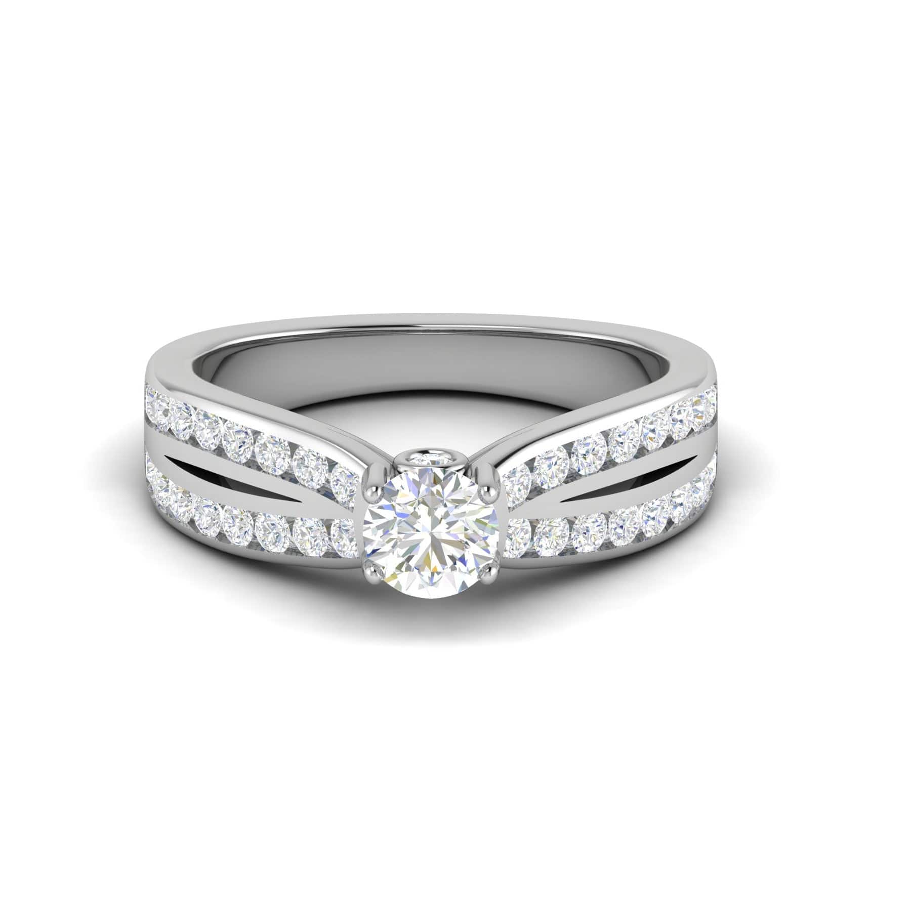 Jewelove™ Rings VS J / Women's Band only 0.50 cts Solitaire Split Diamond Shank Platinum Ring JL PT RC RD 269