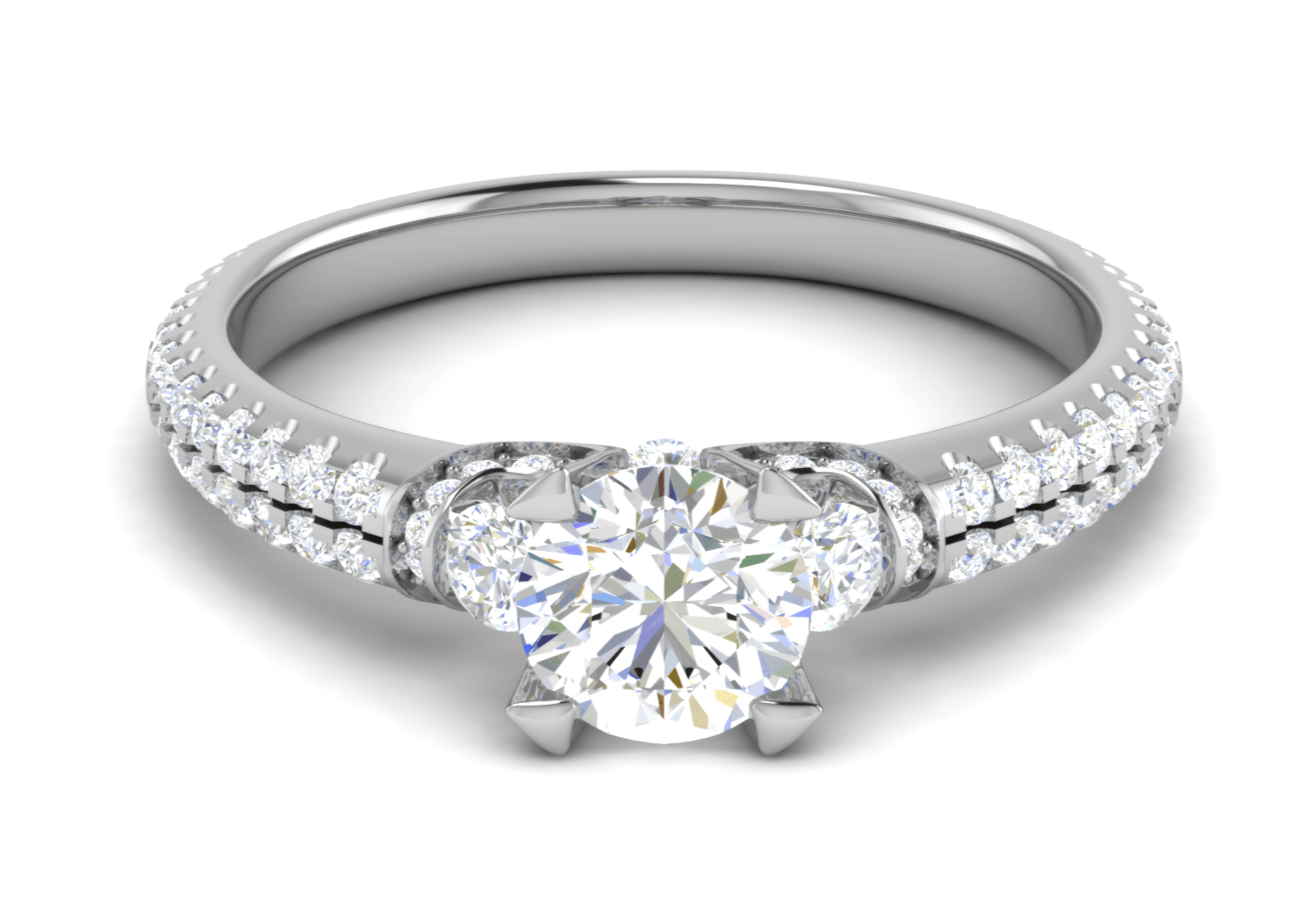 Jewelove™ Rings VVS GH / Women's Band only 0.50 cts Solitaire Split Shank Platinum Ring JL PT R3 RD 148