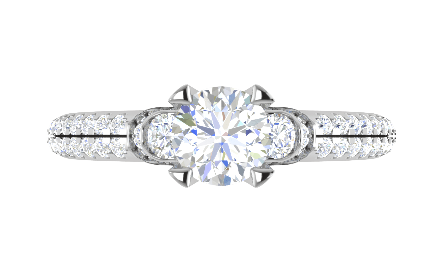 Jewelove™ Rings VVS GH / Women's Band only 0.50 cts Solitaire Split Shank Platinum Ring JL PT R3 RD 148