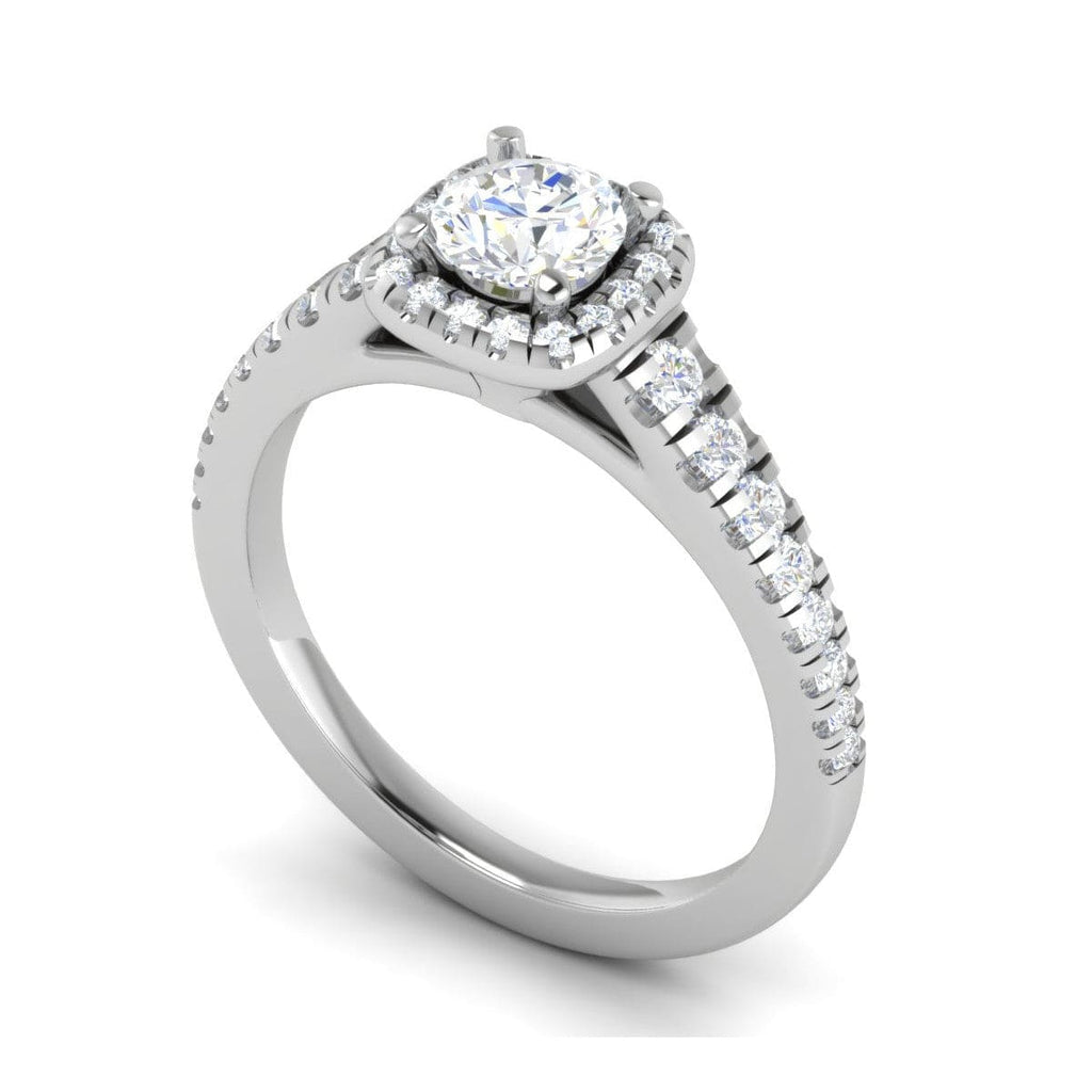 Jewelove™ Rings J VS / Women's Band only 0.50 cts Solitaire Square Diamond Shank Platinum Ring JL PT RH RD 178