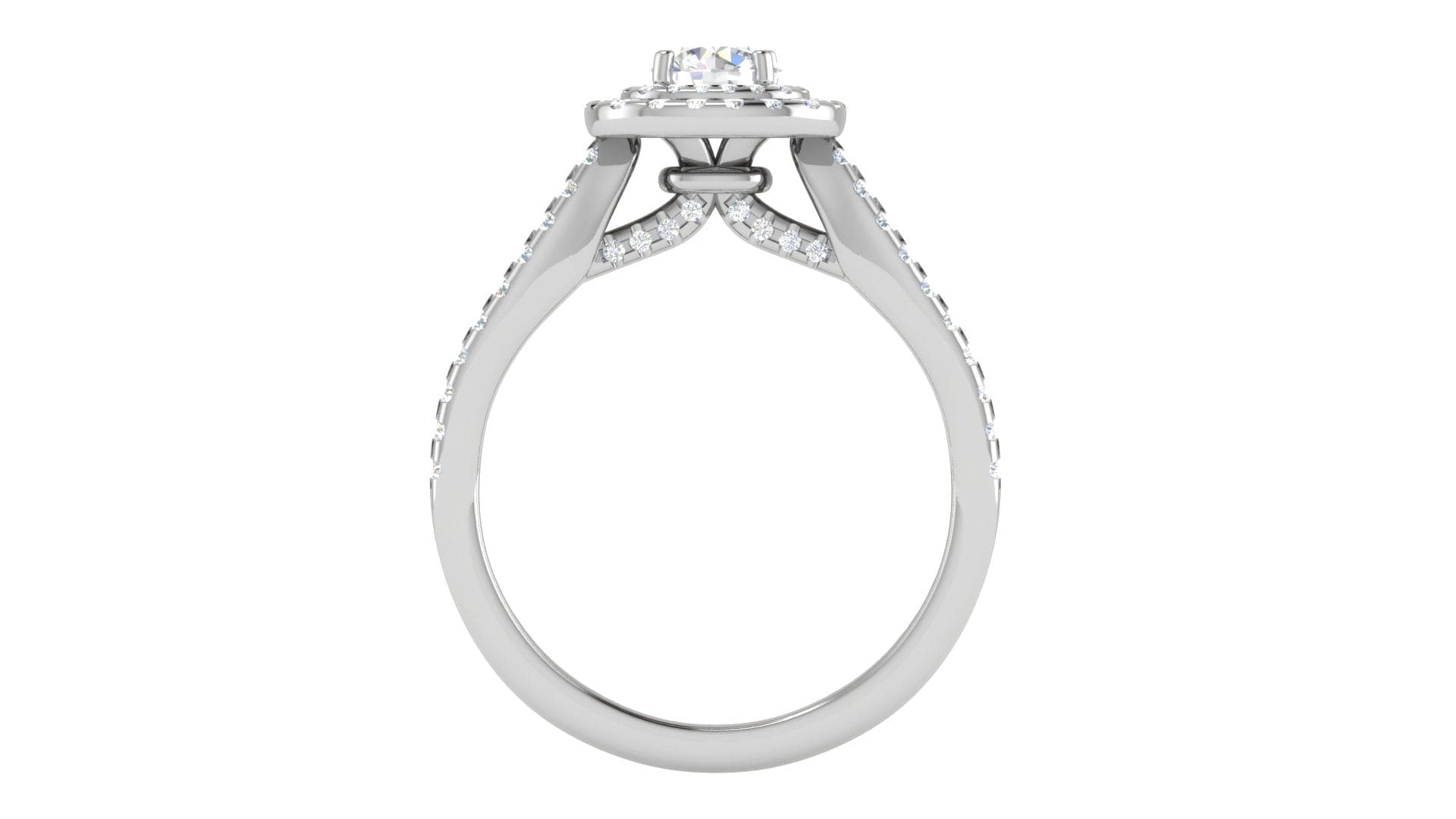 Jewelove™ Rings J VS / Women's Band only 0.50 cts Solitaire Square Double Halo Diamond Split Shank Platinum Ring JL PT RH RD 281