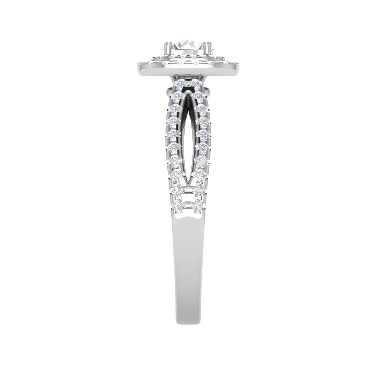 Jewelove™ Rings J VS / Women's Band only 0.50 cts Solitaire Square Double Halo Diamond Split Shank Platinum Ring JL PT RH RD 281
