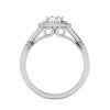 Jewelove™ Rings J VS / Women's Band only 0.50 cts Solitaire Square Double Halo Diamond with Twisted Shank Platinum Ring JL PT RH RD 274