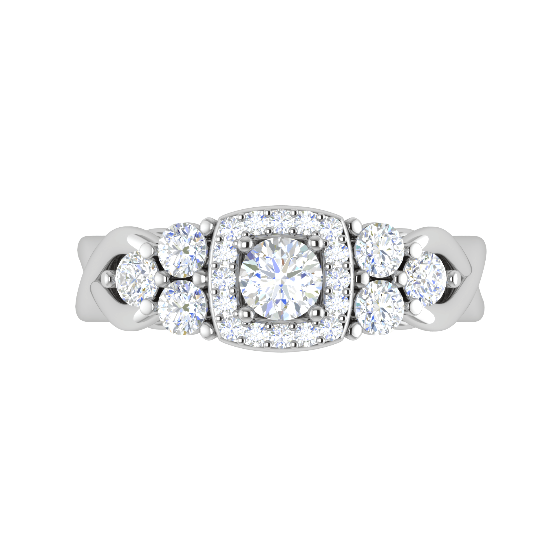 Jewelove™ Rings J VS / Women's Band only 0.50 cts Solitaire Square Halo Diamond Accents Platinum Ring JL PT RH RD 272