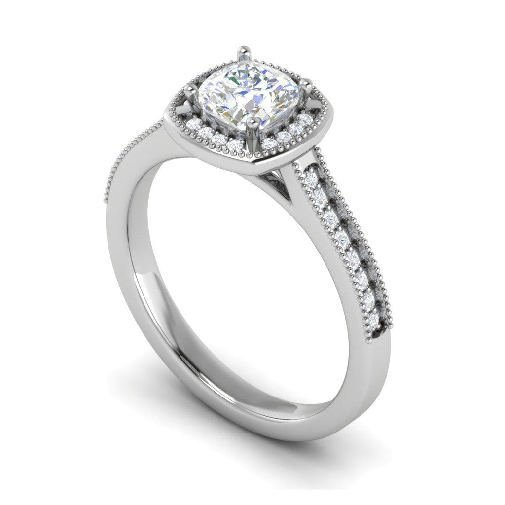Jewelove™ Rings J VS / Women's Band only 0.50 cts Solitaire Square Halo Diamond Shank Platinum Ring JL PT RH RD 170
