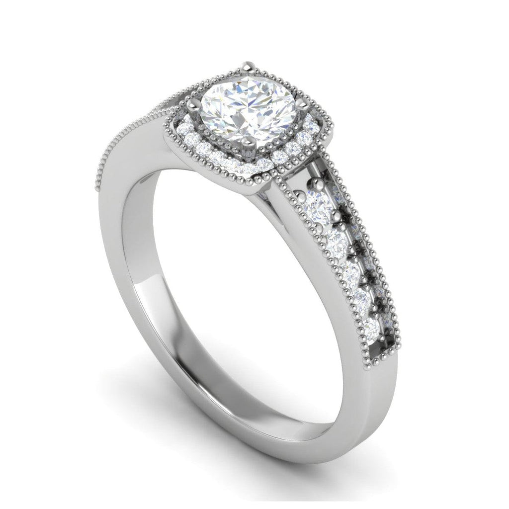 Jewelove™ Rings J VS / Women's Band only 0.50 cts Solitaire Square Halo Diamond Shank Platinum Ring JL PT RH RD 213