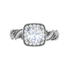 Jewelove™ Rings VS J / Women's Band only 0.50 cts Solitaire Square Halo Diamond Twisted Shank Platinum Ring JL PT REHS1530