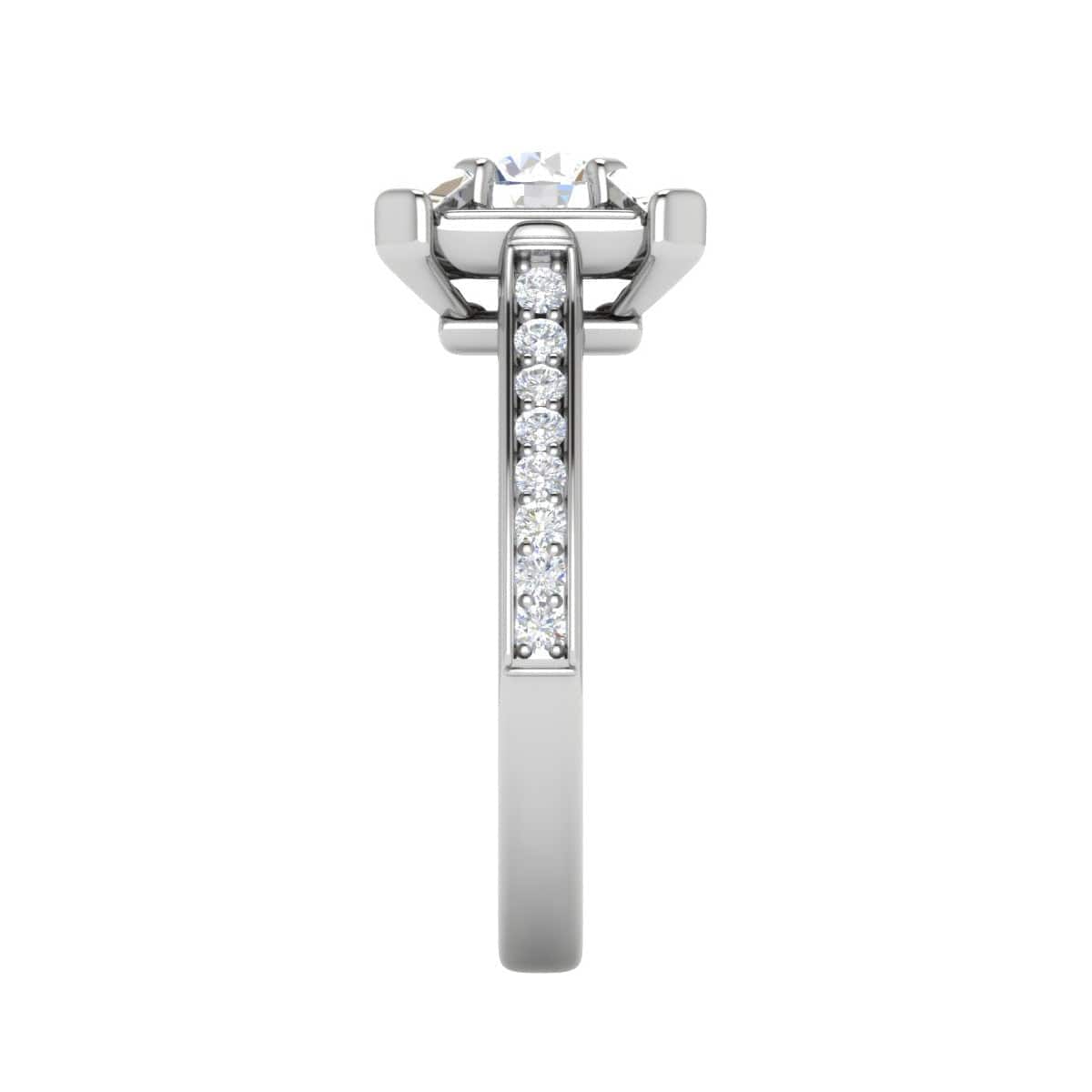 Jewelove™ Rings J VS / Women's Band only 0.50 cts Solitaire Square Halo Diamond with Shank Platinum Ring JL PT RH RD 279