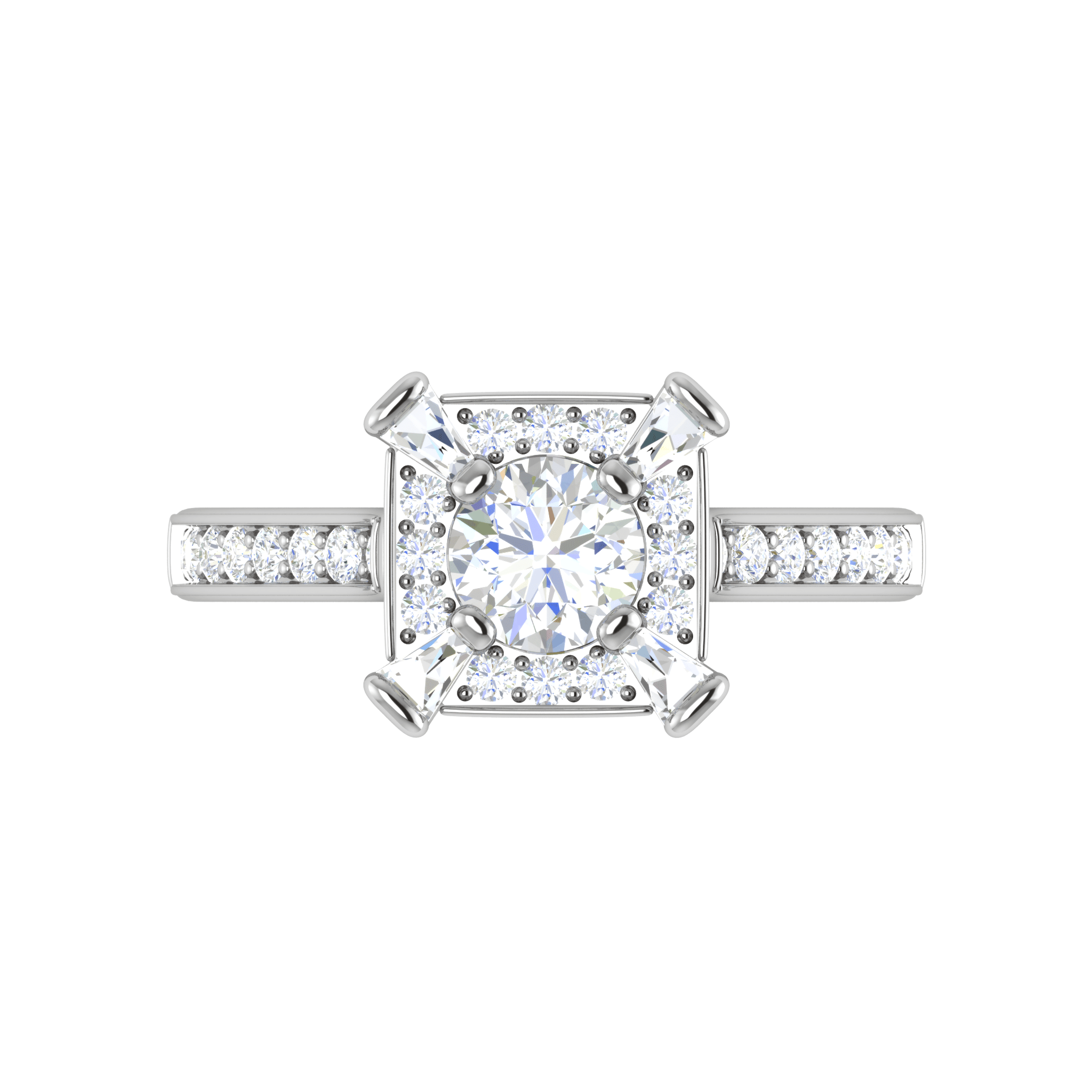 Jewelove™ Rings J VS / Women's Band only 0.50 cts Solitaire Square Halo Diamond with Shank Platinum Ring JL PT RH RD 279