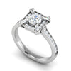 Jewelove™ Rings J VS / Women's Band only 0.50 cts Solitaire Square Halo Diamond with Shank Platinum Ring JL PT RH RD 279