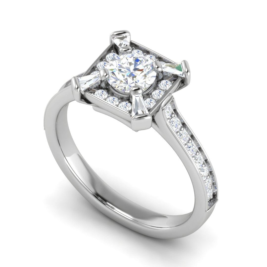 Jewelove™ Rings J VS / Women's Band only 0.50 cts Solitaire Square Halo Diamond with Shank Platinum Ring JL PT RH RD 279