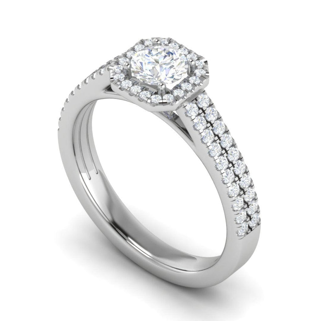 Jewelove™ Rings J VS / Women's Band only 0.50 cts Solitaire Square Halo Split Shank Platinum Ring JL PT RH RD 210