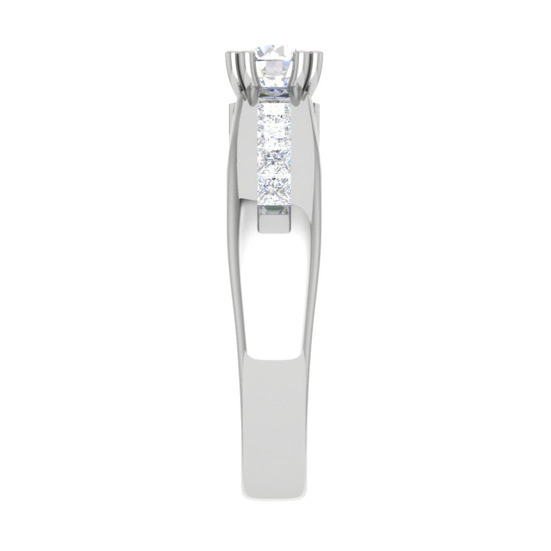 Jewelove™ Rings VS J / Women's Band only 0.50 cts Solitaire with Princess Cut Diamonds Shank Platinum Ring JL PT RC RD 274