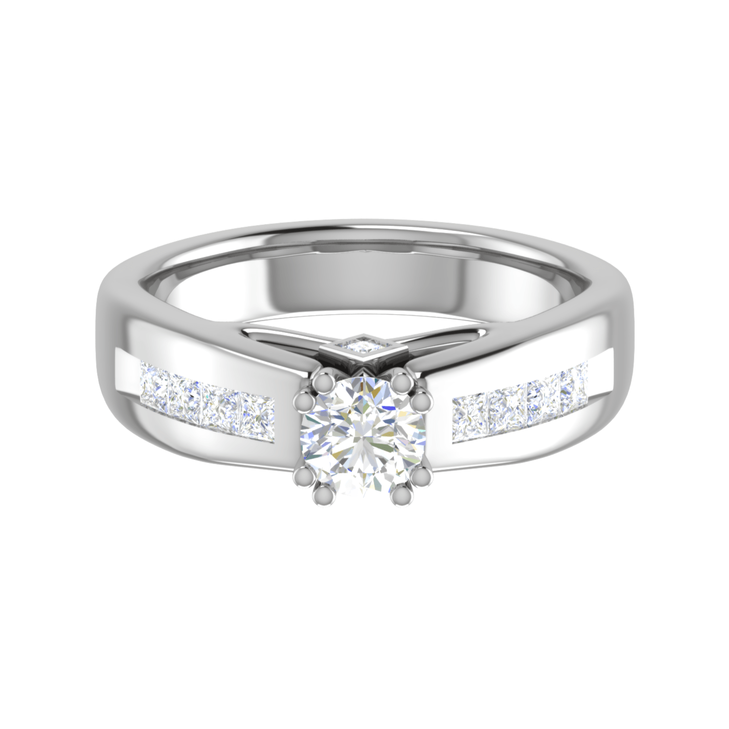 Jewelove™ Rings VS J / Women's Band only 0.50 cts Solitaire with Princess Cut Diamonds Shank Platinum Ring JL PT RC RD 274