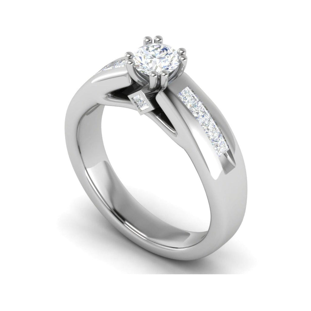 Jewelove™ Rings VS J / Women's Band only 0.50 cts Solitaire with Princess Cut Diamonds Shank Platinum Ring JL PT RC RD 274