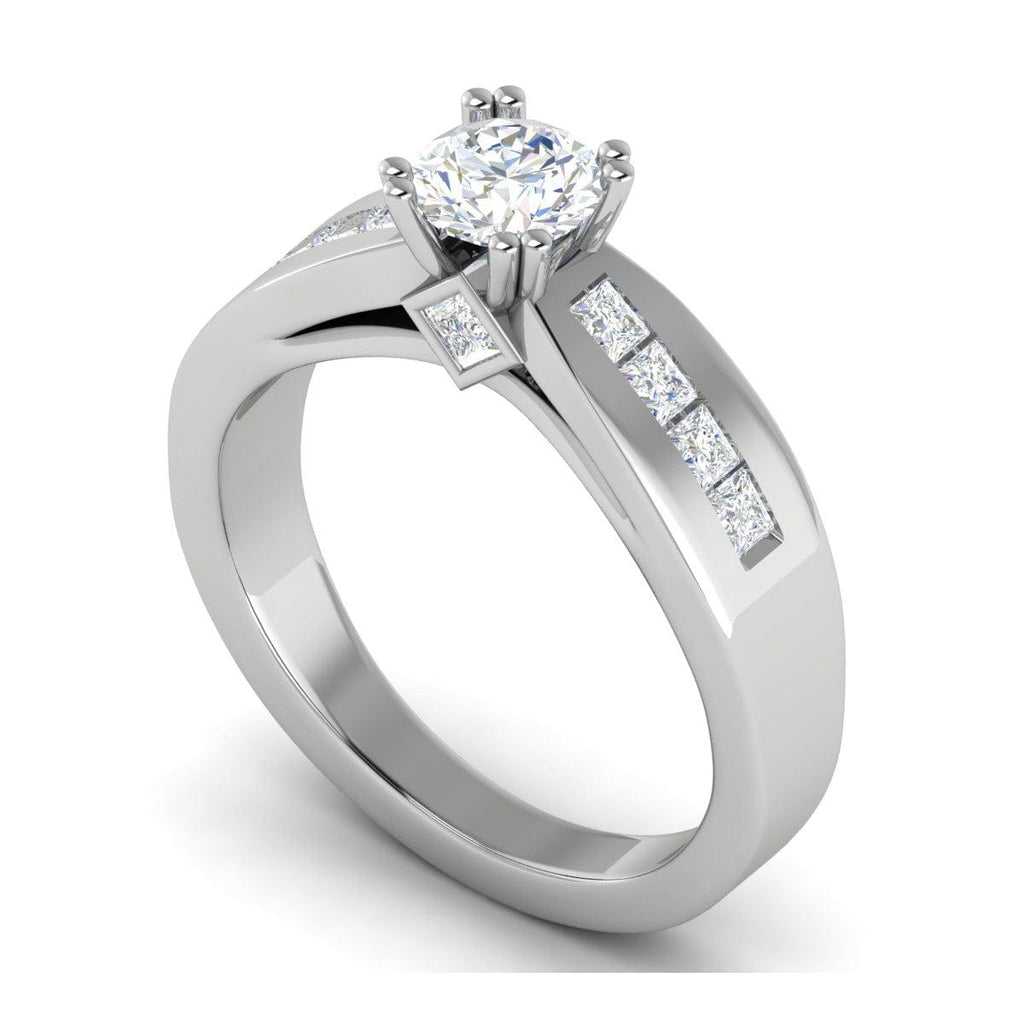 Jewelove™ Rings VS J / Women's Band only 0.50 cts Solitaire with Princess Cut Diamonds Shank Platinum Ring JL PT RC RD 275