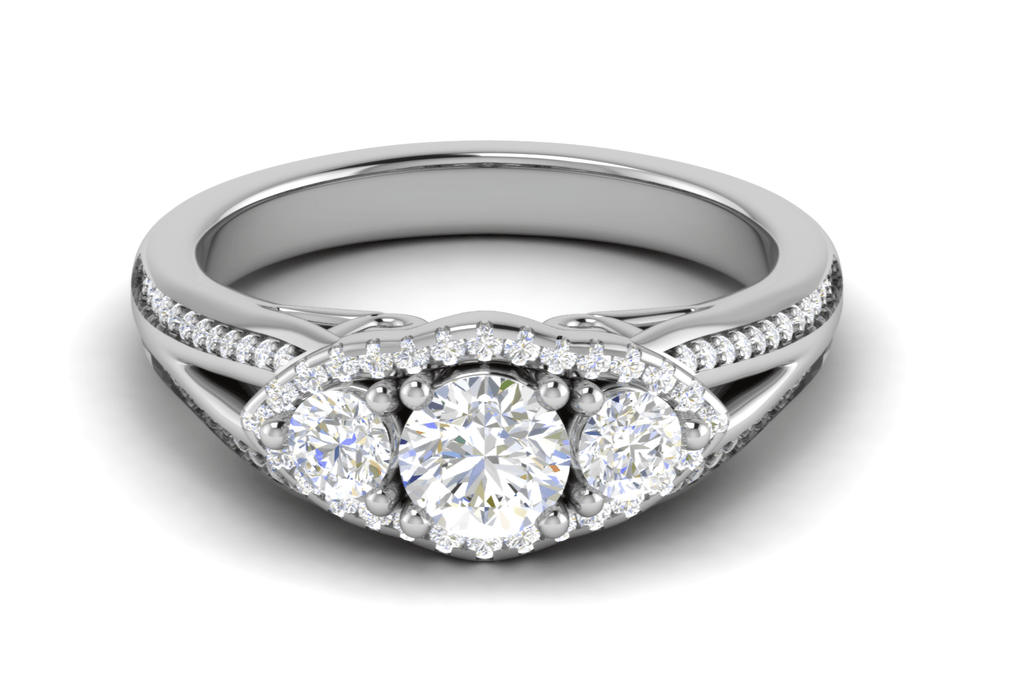 Jewelove™ Rings J VS / Women's Band only 0.50 cts Solitaire with Split Shank Platinum Ring JL PT R3 RD 173