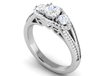 Jewelove™ Rings J VS / Women's Band only 0.50 cts Solitaire with Split Shank Platinum Ring JL PT R3 RD 173