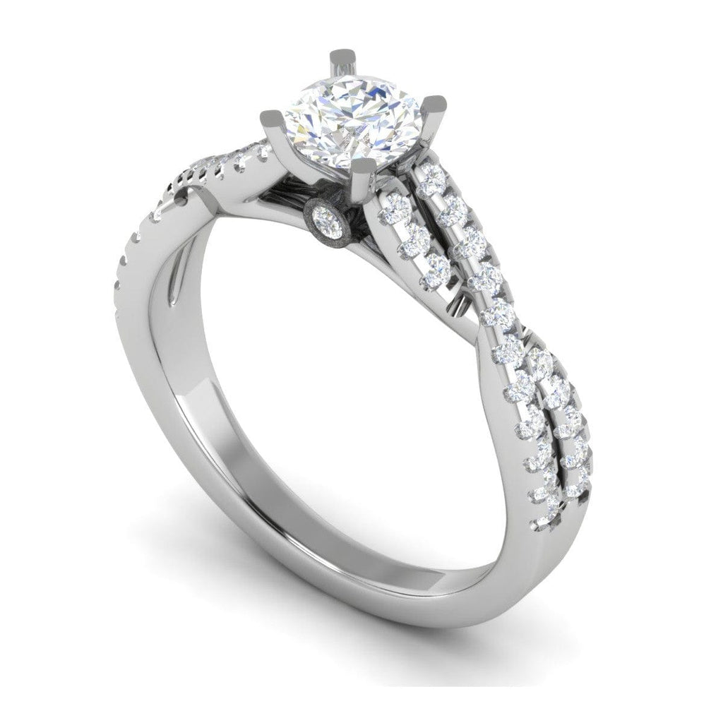 Jewelove™ Rings VS J / Women's Band only 0.50 cts Solitaire with Twisted Shank Diamonds Platinum Ring JL PT RP RD 220